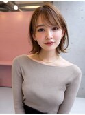 rileyワンカール外はねロブ×肌映えブラウンベージュ