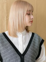 カバーヘア ブリス 川口(COVER HAIR bliss)&nbsp;ぱっつん前髪金髪ホワイトブロンドシャギーカットX川口20代30代