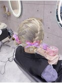 あみこみお団子ツイン/心斎橋ヘアセット