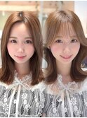 20代30代40代◎前髪パーマ韓国風巻きくすみベージュお団子ヘア