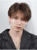 シャドウパーマワックスなし刈り上げアッシュブラウン