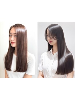 【ブリーチ毛も対応】韓国アイドルのような艶ストレートへ！自然なストレート×流行カラーをご提供！