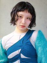 ヘアサロン ガリカ 表参道(hair salon Gallica)&nbsp;黒髪ミニボブにウェットな束感ウェーブで抜け感