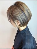 レイヤーボブ グレージュ 髪質改善 オージュア