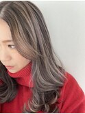 アッシュグレー+ハイライト