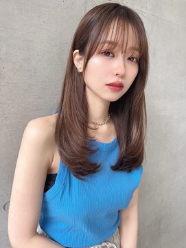 ロンド ロビン 栄(Lond robin) 【Lond robin】レイヤーストレートロング前髪グレージュカラー