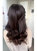 ハーフツイン　フェミニン　巻き髪　デートヘア