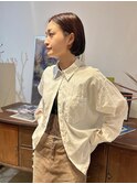 ボブ　ボブヘア前髪なし　ワンレン　ぷつっとボブ/渡邉桜桃