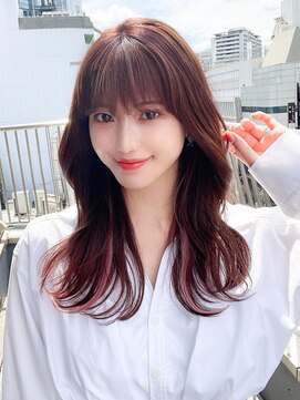 アフロート エル 大阪(AFLOAT L) シャギーレイヤーロング韓国ワンホンヘアシースルーぱっつん前髪