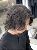 渋谷毛流れスパイラルパーマメンズボブウルフメンズミディアム