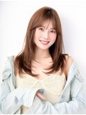 ミルクティーベージュ簡単スタイリング小顔ヘア