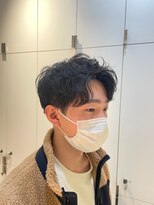 ヘアサロン ガリカ 表参道(hair salon Gallica)&nbsp;モテ髪黒髮くせ毛風パーマ×七三かきあげスタイル