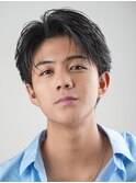 黒髪ツーブロックナチュラルダウンパーマシースルーマッシュ