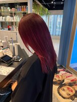 アース いわき店(HAIR&MAKE EARTH)&nbsp;深みレッドの艶カラー × ロングレイヤー