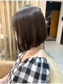 地毛風ストレート　前下がり　ミニボブ　艶カラー　小顔ボブ