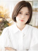 アシンメトリーかきあげ前髪小顔前下がりボブa志木20代30代40代