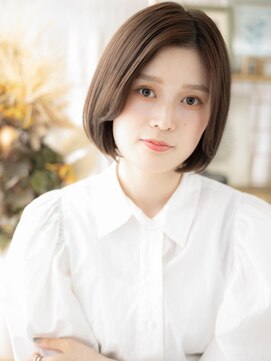 カバーヘア ブリス 志木南口駅前店(COVER HAIR bliss) アシンメトリーかきあげ前髪小顔前下がりボブa志木20代30代40代