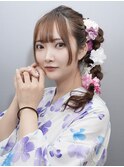 浴衣ヘアアレンジ☆ヘアセットヘアメイク推し活推しカラー
