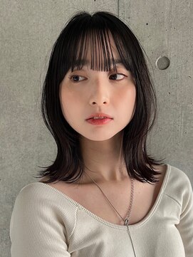 ガーデンヨコハマ(GARDEN YOKOHAMA) こなれミディアム切りっぱなし外ハネ顔周りレイヤーカット前髪