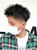 アップバング短髪ツイストスパイラルブリーチパーマツイスパ