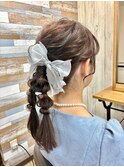 編みおろしポニーアレンジ