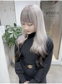 ロング　ケアブリーチ　ミルクティーベージュ　顔まわり　10代