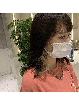 ガリカ(Gallica kinshicho) セミロングインナーカラー/イヤリングカラー アッシュベージュ