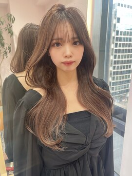 ボタン シブヤ(VOTAN SHIBUYA) チョコレートブラウン韓国内巻きくびれレイヤーロング　小山