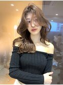 韓国ヘアグレージュカラーブリーチ無し髪質改善イヤリングカラー