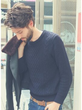 ジジバイワースホワイル(jiji by WORTH WHILE) アッシュブラックウルフマッシュパーマハイライト波巻きショート