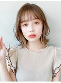 くびれヘアアプリコットオレンジ夏ヘアハイライトカラー