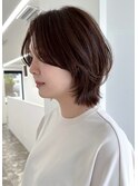 ショートボブミニウルフチェリーブラウンミディアム40代