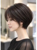 軽やか大人ショートボブ/艶ブラウン/30代/40代/50代