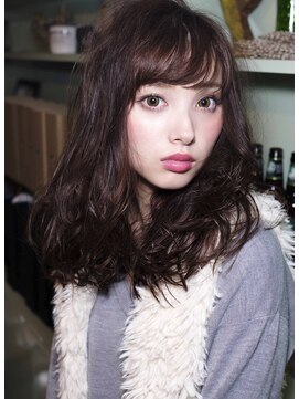 ヘアデザイン ソラ(Sola) 大人上品ボリューム無造作セミロング×暗髪ブラウン