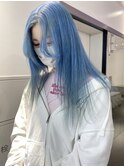 ダブルカラー/ケアブリーチ/水色/ライトブルー/ウルフ/原宿