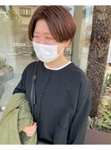 オレンジブラウンカラー&刈り上げショート