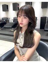 ワン バイ ジエクト(One by The Ect)&nbsp;レイヤーロングシースルー韓国ヘア透明感ミルクティーベージュ