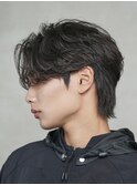 名駅センターパートウルフカットフェザーパーマニュアンスパーマ