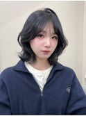 12034黒髪韓国風巻き内巻きワンカールボブレイヤーカット