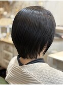 ツヤ感ダークブラウンレイヤーボブ