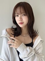 ソラ 広尾店(SORA)&nbsp;ミディアムレイヤー/顔周りカット/ウェーブ巻き