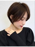 大人ショートボブ丸みショートカットマッシュショート前髪あり