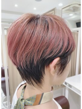 アッシュ 東戸塚店(Ash) デザインカラーショート　ピンク×ブラック