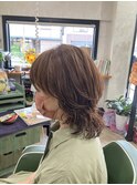大人女性似合わせカット＋白髪ぼかしハイライト＋カラー