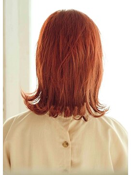 ヘアーアンドネイル フィフティーン ラブ 仙台泉大沢店(Hair&Nail Fifteen Love) ミディアム切りっぱなし外ハネボブ/ピンク、オレンジベージュ