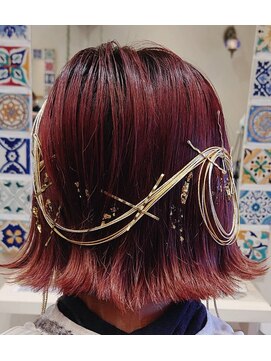 ランプヘアー(LAMP HAIR) 大人可愛い外ハネボブ水引金箔ヘアセット成人式