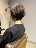 大人ショートひし形首長ショートボブ/グレージュ髪質改善/くせ毛
