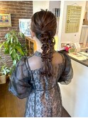 アプリコットオレンジ立体編みのルーズアレンジ