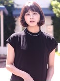 乾かすだけで決まる重さを残した顔まわりレイヤーマッシュボブ
