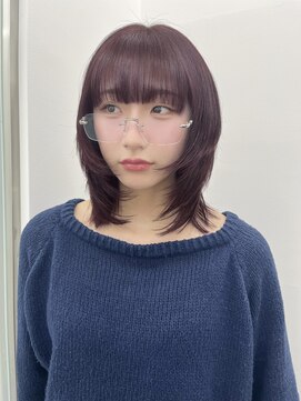 ブリーチなし赤×ミディアムレイヤー【町田】